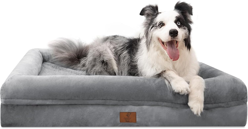 Large Dog Bed, Grey Orthopedic Dog Bed, Waterproof Dog Bed with Removable Cover, - Picture 8 of 12