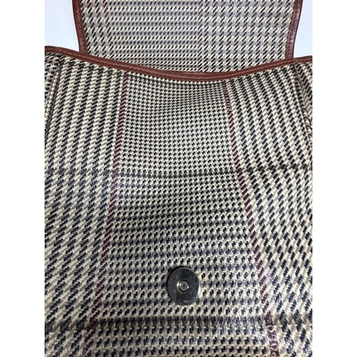 Polo Ralph Lauren Houndstooth Crossbody Bag Brown Leather Trim Small Purse - Picture 9 of 14