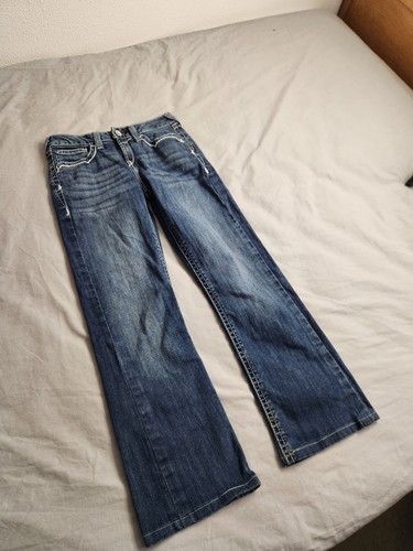 Ariat Real Denim Bootcut Jeans Youth Girls Size 14 26x26 Medium Wash Western - Picture 2 of 10
