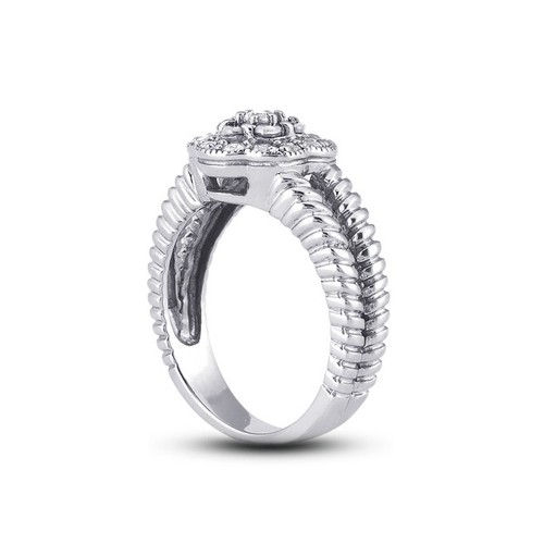 0.39ct F/VS1 Round Natural Certified Diamonds White Gold Halo Anniversary Ring - Picture 2 of 4