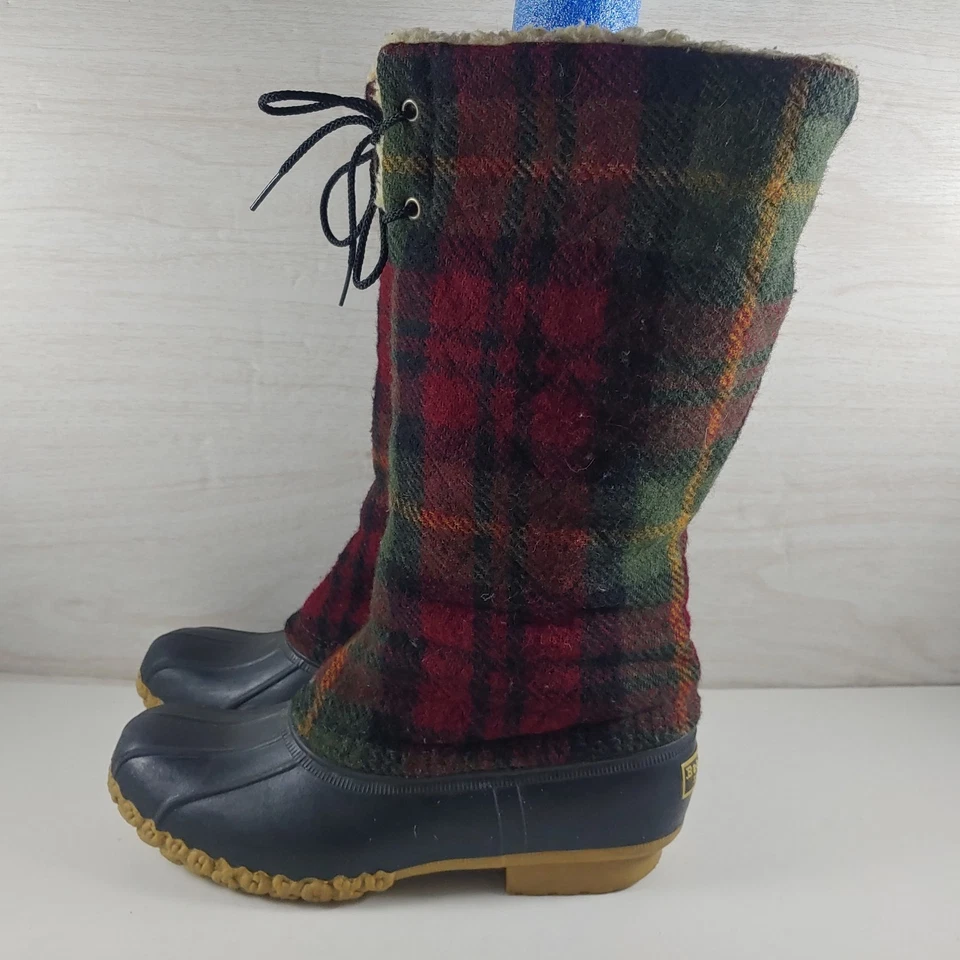 L.L. Botas Bean Plaid Duck para mujer talla 8 altas forradas de sherpa lana tartán hechas en EE. UU. Foto 2 de 4