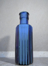 Hexagonal Corbyn type cobalt poison bottle with raised panels on three sides