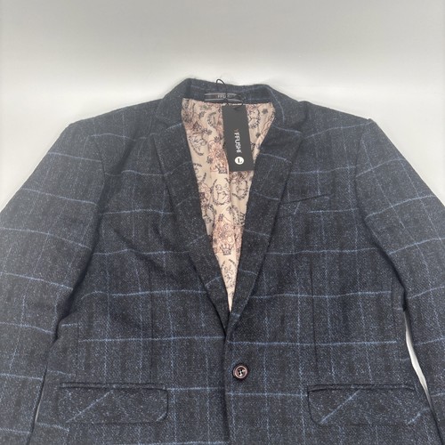 NWT YFFUSHI MARRON LARGE BLACK CHECK BLAZER SUIT JACKET SPORT COAT POLYESTER - Picture 2 of 11