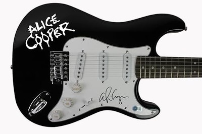 Alice Cooper Authentic Signed Black Electric Guitar w/ Decal