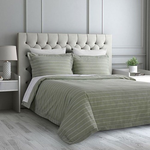 Jason Commercial Easy-Care Studio Stripe Quilt Cover with Pillowcase Sage - Picture 2 of 10
