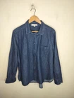 Ann Taylor Denim Button Up Shirt XXL Plus Womens Dark Blue Cotton