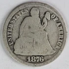 Cleaned G 1876 CC Seated Liberty Dime