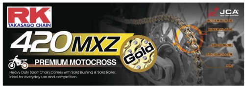 RK 420 MXZ Non-Sealed Mini Racing Chain - 130 Links - Gold Motorcycle Dirt Bike - Bild 1 von 4