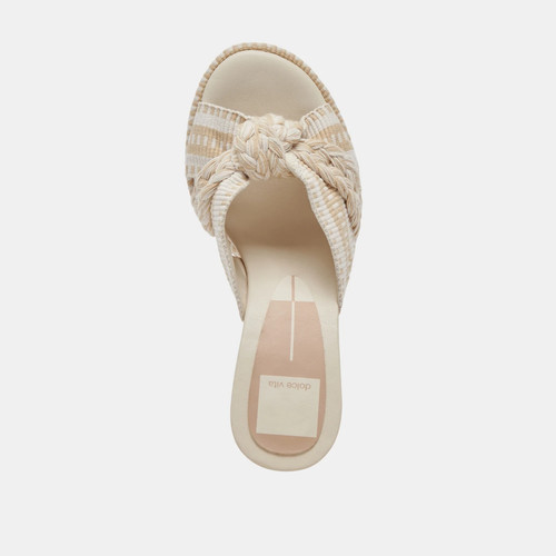 Dolce Vita Brilah Sandals Womens 7 Beige Woven Braided Slip-On Block Heel VER029 - Picture 7 of 18