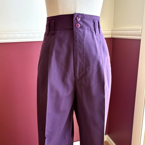 Pantalones de Colección Maggie Lawrence Cónicos Púrpura para Mujer 12 Pantalones Plisados Cintura Alta - Imagen 2 de 14