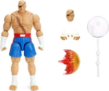 Jada Toys Street Fighter II Sagat Deluxe 1:12 Action Figure Stand, 7.6" Tall