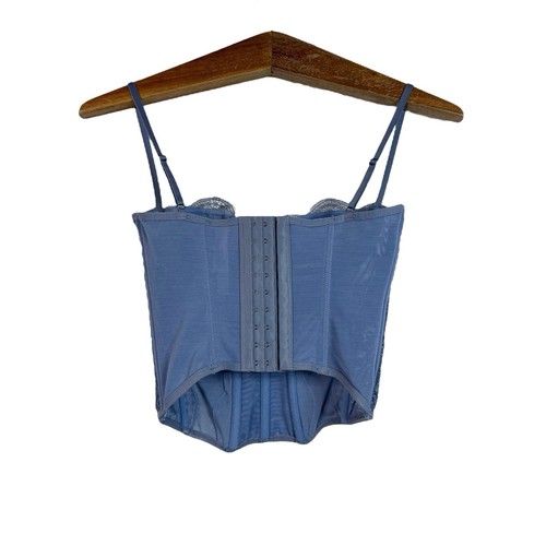 Urban Outfitters Out From Under Blue Floral Lace Modern Love Corset Size S Y2K - Picture 3 of 11