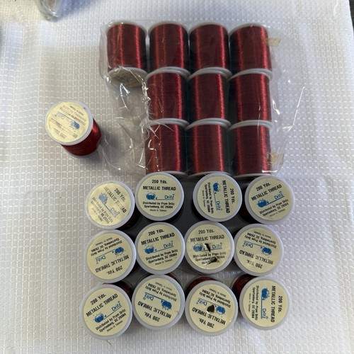 23 Spools Vintage Dritz Metallic Thread Red New 200 Yards Each Spool Sewing - Picture 1 of 2