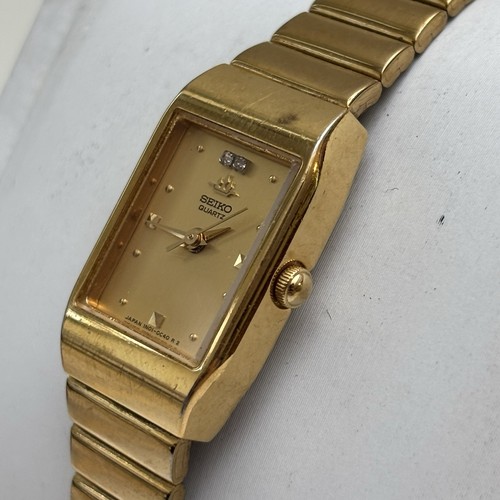 Neo Vintage Damen Seiko 1N01-5A10 goldfarbene Diamant Quarz Uhr - neue Batterie - Bild 3 von 6
