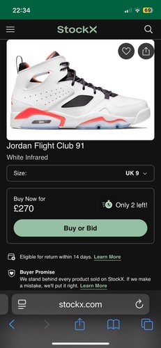 Air Jordan Flight Club 91 GS White Infrared UK 6.5 - DM1685-106 FAST DISPATCH 🚚 - Picture 5 of 5