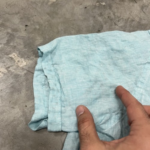 Camisa Ermenegildo Zegna Para Hombres Grande Azul Lino Informal Abotonada Clásica LEER - Imagen 6 de 9