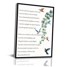 Canvas Wall Art Do Not Stand At My Grave And Weep Poem 12L" x 8W" white 6