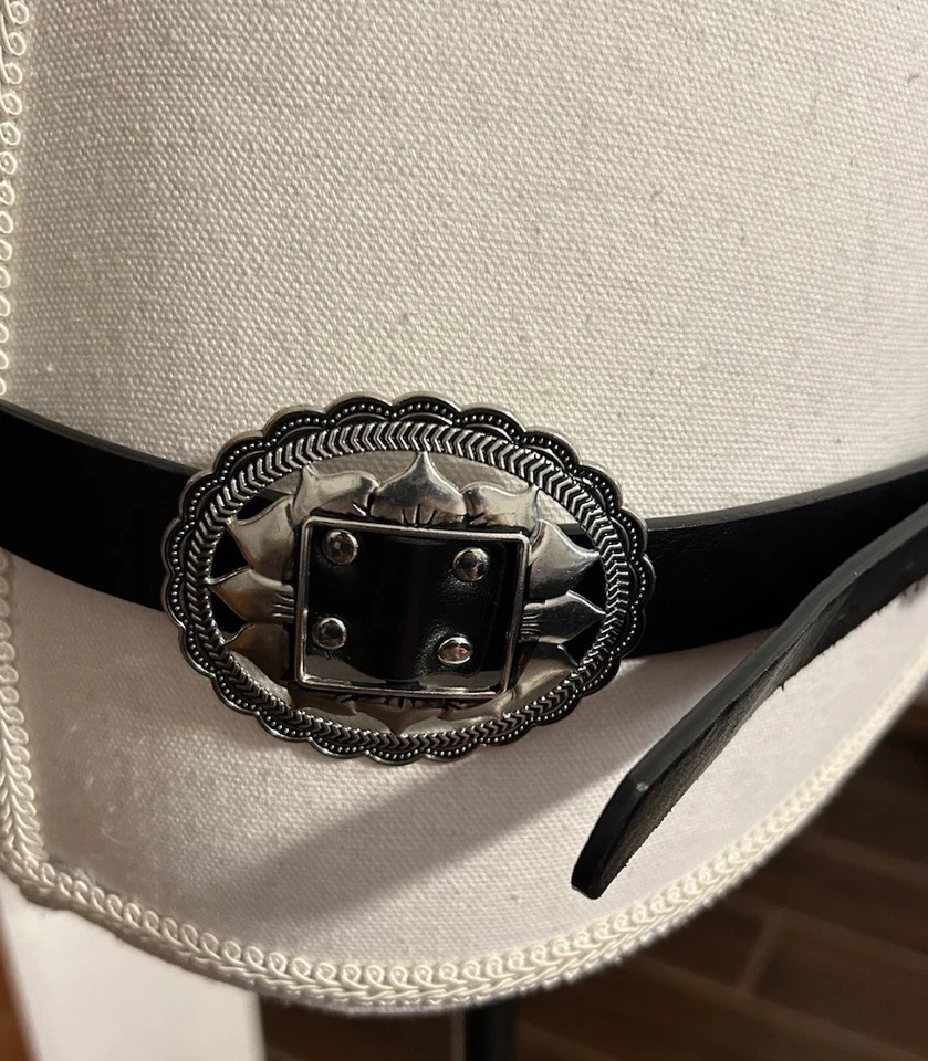 Cinturón Forever 21 Western Concho para mujer M/L negro imitación cuero plata hebilla boho Foto 4 de 4