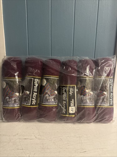 Vtg Prestige DuPont Burgandy 5530 Yarn 85g 3oz Skeins 6 Pack Bundle