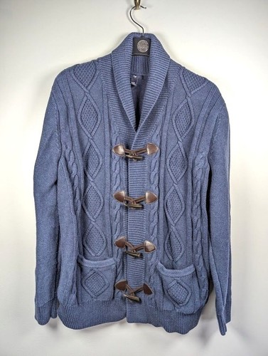 Gap Pullover Strickjacke Herren Gr. XL Zopfmuster Fischer Wolle Academia Toggle Y2K - Bild 7 von 7
