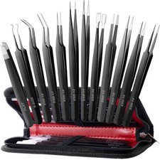 12 Pack Precision Tweezers Set for Craft Jewelry Soldering Facial Hair