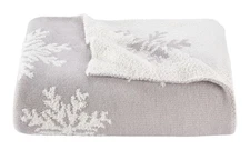 CANVAS Silver Frost Collection Reversible Grey Snowflake Throw Blanket, Grey, 50