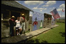 216015 Wooden Sidewalk Valley View Ranch Nebraska A4 Photo Print