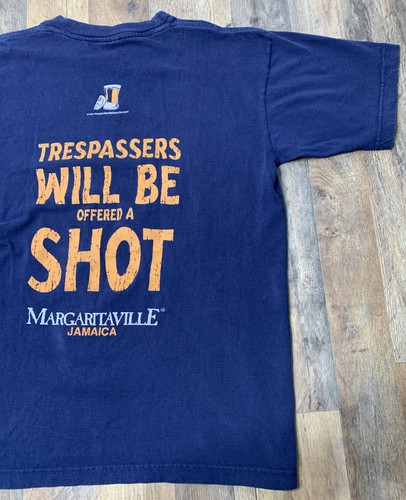 Camiseta vintage Margaritaville Jamaica Shot azul manga corta para hombre mediana 1999 - Imagen 11 de 12