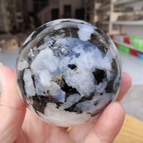 500g Large White Rainbow Moonstone Crystal Sphere Rare Quartz Ball Healing - Foto 12 di 14