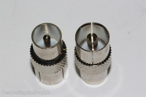 10 x Male to Female Coax Coaxial Aerial Adaptors Silver / Nickel Plated - Picture 8 of 12