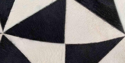 Cowhide Round Leather Area Rug Handmade Leather Block Carpet For Decor Accent - Picture 3 of 5
