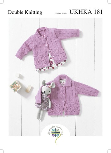 Cardigan UKHKA 181 bambino girocollo e colletto modello maglia in DK 41 - 66 cm - Foto 3 di 3