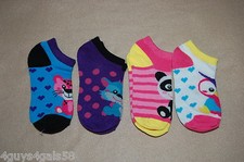 GIRLS SOCKS 4 Pair Lot MULTI COLOR Fits Shoe Size 7-3 OWL Panda FOX Leopard