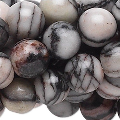 Bead, Black Silk Stone Natural 8mm Round Beads w/ 0.5-1.5mm Hole 1 Strand(50) - Picture 2 of 2