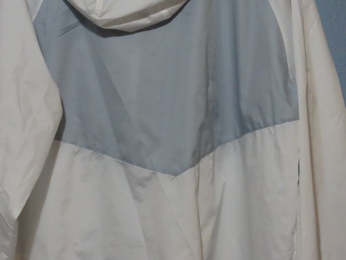 Columbia Women's Large Thin Full Zip Hooded White/Gray Rain Jacket Windbreaker - Picture 10 of 10