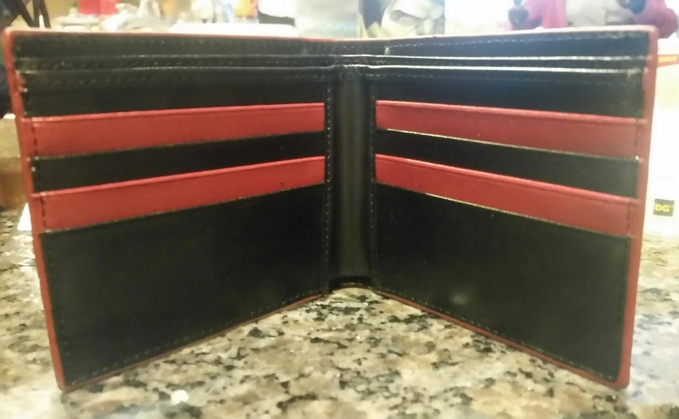 Cartera plegable de cuero negro y granate Florida State Seminoles para hombre Foto 2 de 2