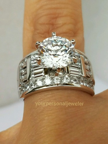 5.25 carat ladies 14k White Gold round Engagement Wedding Ring 7 wide - Picture 12 of 12
