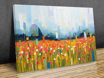 Spring Field Abstract Art Dripping Art happy Vibes mounted canvas print