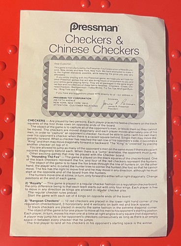 Pressman Checkers Chinese Checkers 15" x 12.5" Plastic Case w/Instructions VTG - Picture 5 of 7