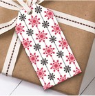 Red Snowflake Stripes Christmas Gift Tags (Present Favor Labels)