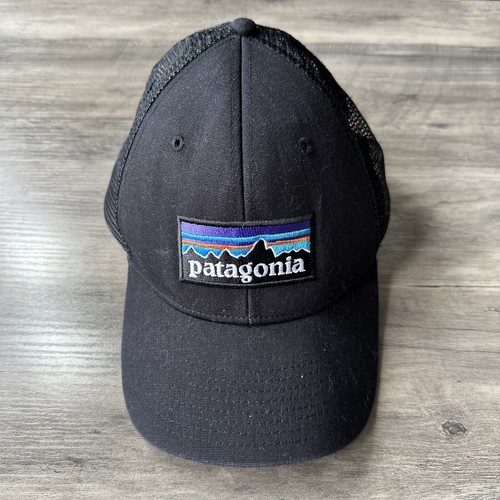 Patagonia Mountain Skyline Logo Patch Black Snapback Mesh Trucker Hat Unisex