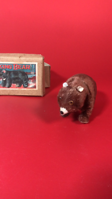 Vintage Walking Bear Wind Up Toy Occupied Japan With Original Box