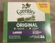 GREENIES Original Large Dog Natural Dental Treats - 54 Oz 34 Count Exp  4/26