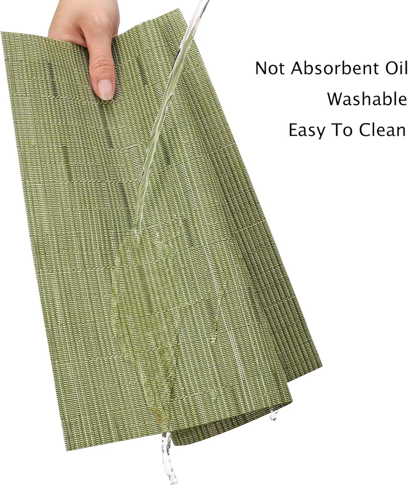 Conjunto de 8 placemats de tecido de vinil, antiderrapante lavável para mesa de jantar (verde) - Imagem 2 de 4