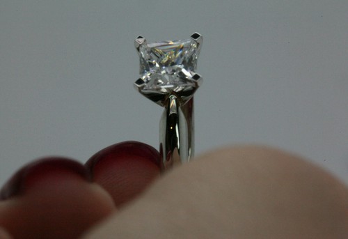 1KT SOLITÄR VERLOBUNGSRING BRILLANT PRINZESSSCHLIFF MASSIV 14K WEISSGOLD - Bild 8 von 9