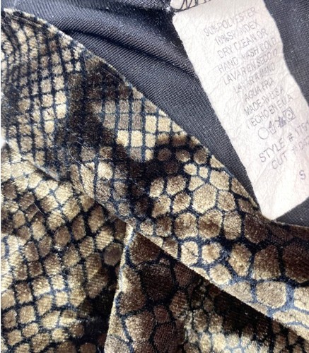 Portrait Designer Vintage 90s Womens S Top Fitted Snake Print Velvet Black Green - Picture 4 of 4