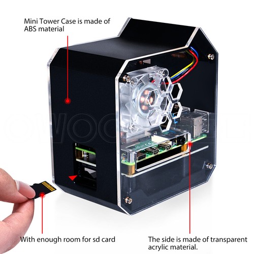 ABS Mini Tower RGB Fan with SSD NAS Case Kit for Raspberry Pi 4B - Picture 2 of 12