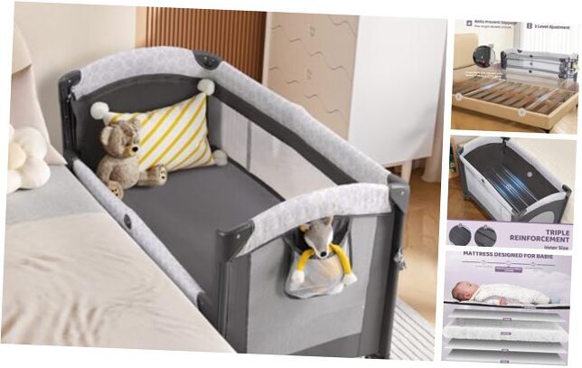 3 in 1 Wide Baby Bassinet with Ajustable Side,2024 All 3 in 1 Baby Bassinet
