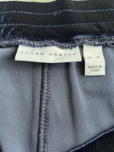 SUSAN GRAVER XL COBALT BLUE VELVET WIDE LEG PARTY LOUNGE PANTS ELEGANT SHEEN  - Picture 3 of 4