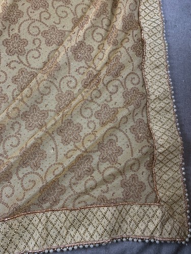 Langhalstuch indischer/pakastanischer Damen Dupatta/Sari/Sari Gold Perlenbesatz - Bild 6 von 6